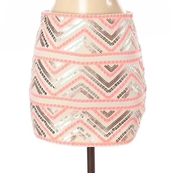 Express | Eras Tour Vibes Pink Sequins Boho Mini Pencil Skirt Size XS - Picture 5 of 7